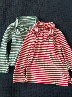 Set of two (2) Primary striped polos red and green